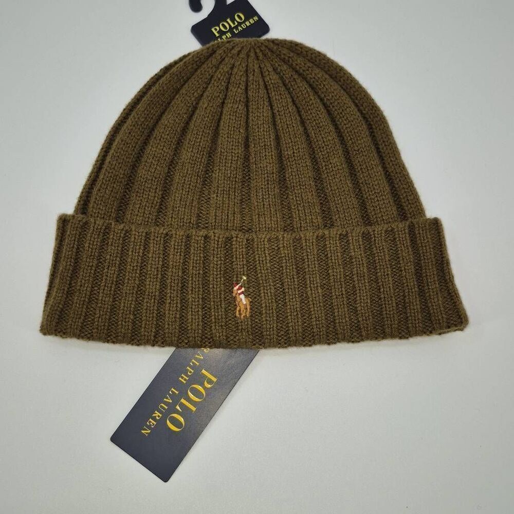 Polo Ralph Lauren Men's Wool Blend Ribbed Cuff Knit Beanie Hat NWT